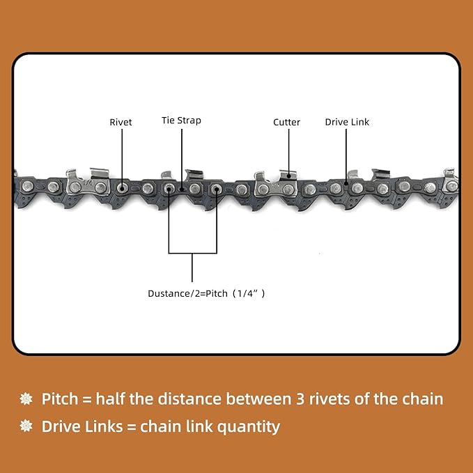 4 Pack 12 Inch Chainsaw Chain 1/4"LP Pitch .043" Gauge 64 Drive Links, Replacement Pole Saw Chain 12-inch Chainsaw Chains Fits for Stihl MSA120 C-B MSA140 C-B and More