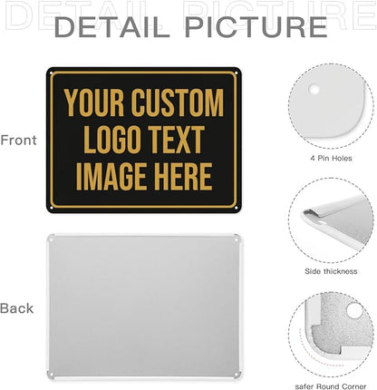 Custom Metal Sign - Personalized With Text, Photo, Logo - Indoor/Outdoor Use - 12"x16"