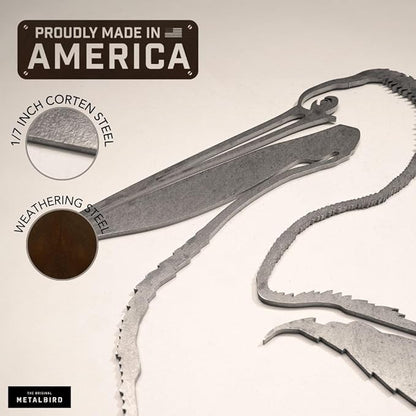 METALBIRD - Pelican - Outdoor Tree Ornaments in Corten Steel - Metal Art Proudly Made in The USA