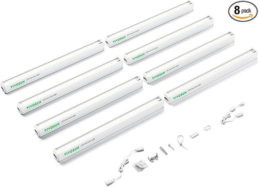 VIVOSUN T5 Grow Lights for Indoor Plants, 5000K Full Spectrum 48W(8 X 6W), 1FT LED Plant Light Strip for Seed Starting, Greenhouse, Hydroponics, SGS Compatible, Linkable, 8-Pack