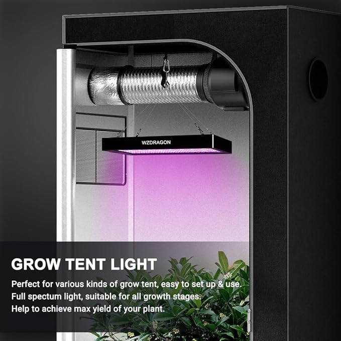 Upgraded BW1000 LED Grow Lights Double Chips Full Spectrum with 10ft Cable for Greenhouse and Indoor Plant Veg and Flower Growing [Black]