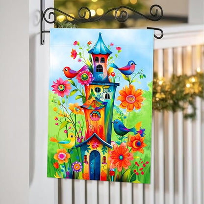 Whimsical Bird Garden Flag 12x18 Inch Double Sided Welcome House Flag Holiday Yard Outdoor Decoration