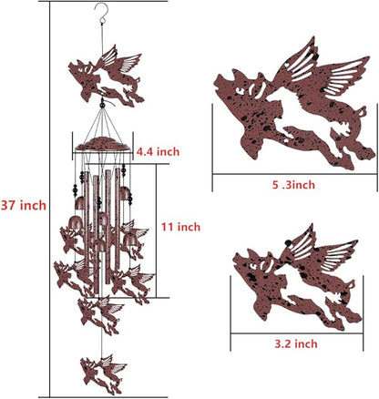 Outdoor Flying Pigs Wind Chimes Decoration, Blessing Wind Bells, Memorial Wind Chimes, Pigs Wind Catcher, Fly Pig Decor, 7 Fly Pigs Wind Chime for Home, Balcony, Tree, Festival Decor, Gifts for Mom