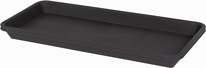 2 Pack Plastic Plant Tray Saucer, Rectangular, Indoors Outdoor, Water Drip Tray for Flower Pot Planter, Windowsill (6 X 11 Inch, Brown)