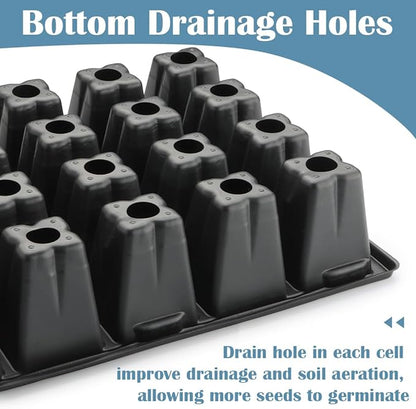 2.5 inch Square Pots 3.5 inch Deep 20 Cell Seedling Trays with Water Collection Nursery Trays (15"x11"x3") for Seeds Starting and Transplanting(5 Sets)