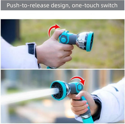High Pressure Hose Nozzle - 10 adjustable spray modes, thumb control valve, durable zinc alloy, perfect for gardening, car washing and pet showering