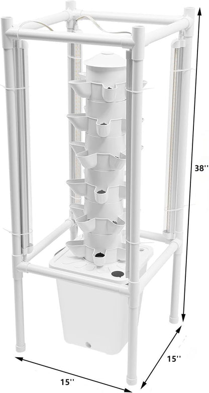 Hydroponic Growing Tower System Kit, 30-Plant Vertical Hydroponics Garden Tower with LED Grow Light, for Outdoor Indoor Herbs Fruits Vegetables Smart Garden Planter Kit
