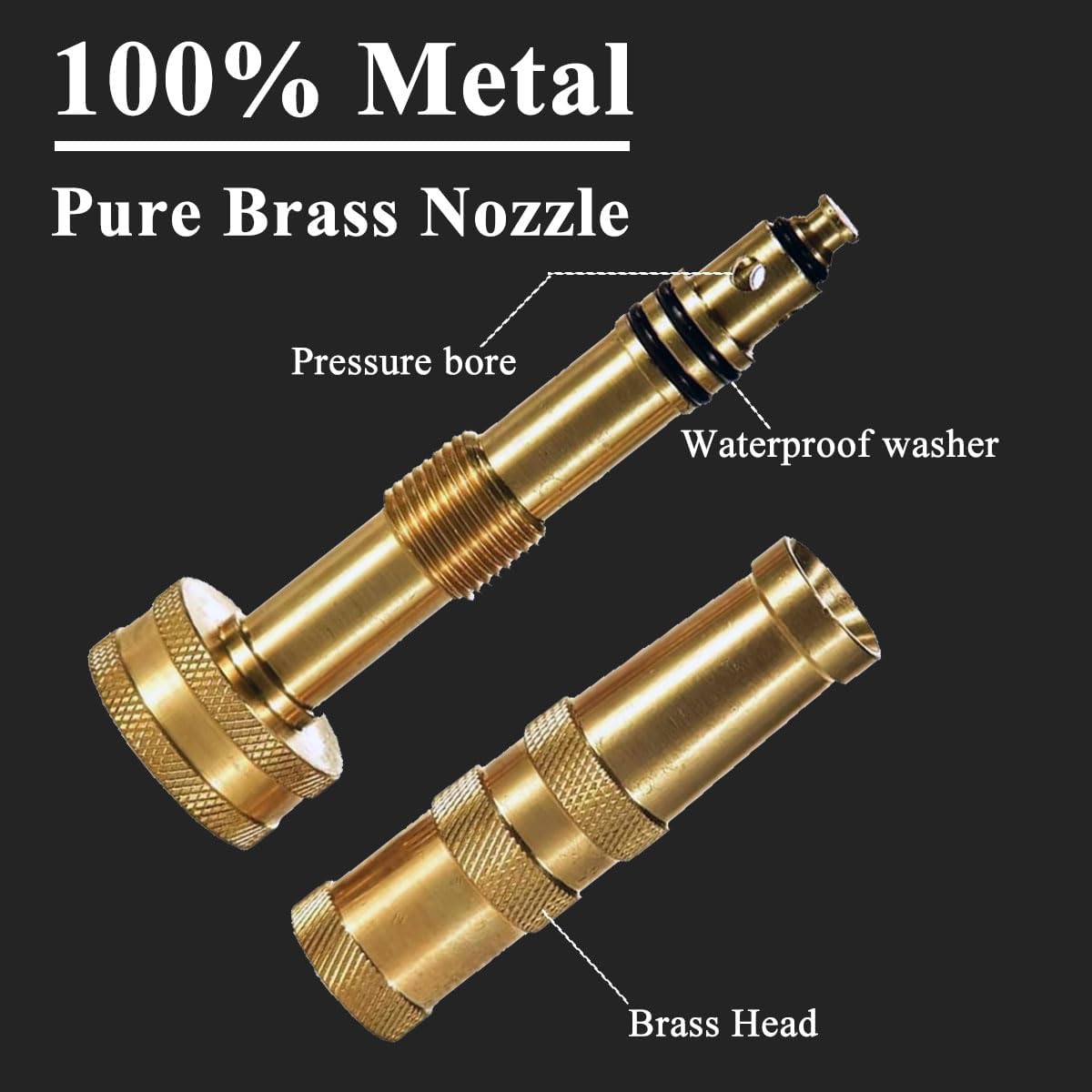 Garden Hose Nozzle Bundle with Shut-Off Valve Set High-Pressure Heavy Duty Brass Adjustable Spray 3/4" GHT for Patio Garden Hose Sprayer (2PackSet)
