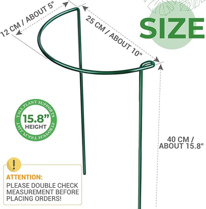 LEOBRO 12PCS Plant Supports, Peony Cages and Supports, Plant Stakes, Plant Support Stakes for Indoor Plants, Outdoor Plants, Monstera Hydrangea Support Cage, 10" W x 15.8" H