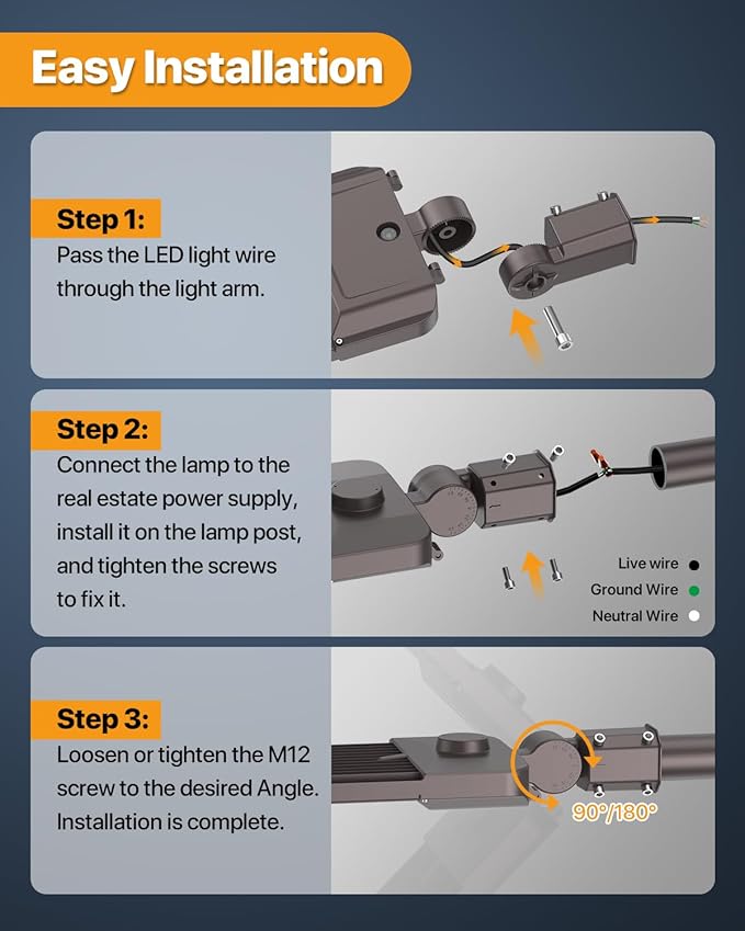 Led Parking Lot Light 150W 22,500LM Slip Fitter Street Outdoor Pole Mount Light with Dusk-to-Dawn Photocell 5000K 100-277V IP65 Waterproof Commercial Area Security Lighting for Parking Lot