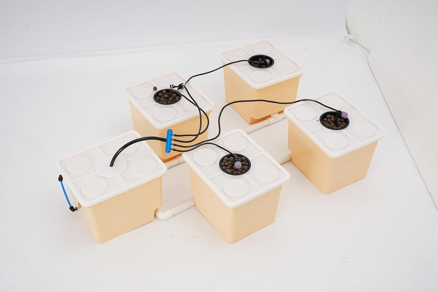 DWC Hydroponic Growing System, 5-Bucket 11L Deep Water Culture Indoor Planting Kit, Drip Irrigation Garden System with Pump, Indoor Gardening Grow Kit, for Vegetables, Herbs, and Fruits