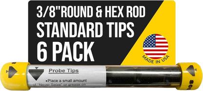 T&T Tools Standard Replacement Tips for 3/8" Soil Probe Rods - Compatible with Smart Stick & Mighty Probe - Ideal for Locating, Plumbing, Landscaping & Gardening Tools - Durable Metal Rod Tips, 6-Pack