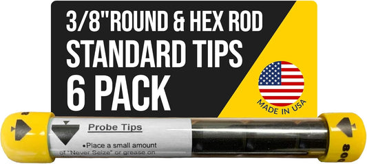 T&T Tools Standard Replacement Tips for 3/8" Soil Probe Rods - Compatible with Smart Stick & Mighty Probe - Ideal for Locating, Plumbing, Landscaping & Gardening Tools - Durable Metal Rod Tips, 6-Pack