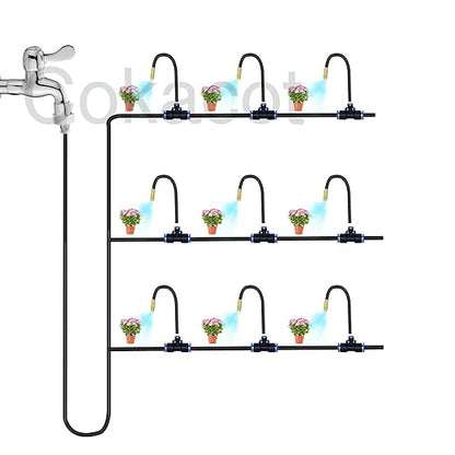 49.21Ft Drip Irrigation System, 360° Bendable Drip Irrigation Kit Automatic Irrigation System for Garden, Adjustable Garden Watering Misting System for Greenhouse, Yard, Lawn, Plant