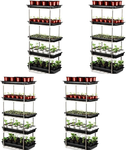4 Pcs 5-Tier Plant Stand for Seedling Trays Storage (White)