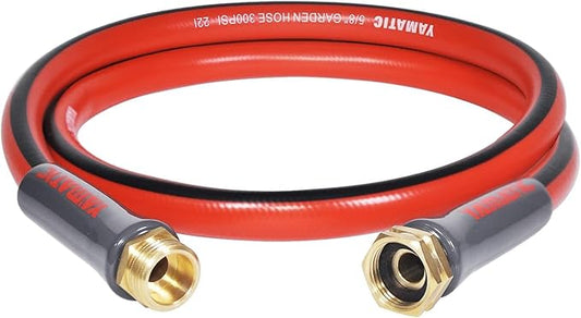 YAMATIC Short Garden Hose 5/8" x 6 ft, 300 PSI, 3/4" Brass Swivel Connectors: Flexible Short Water Hose for All-Weather Use, Drinking Water Safe and Kink Resistant