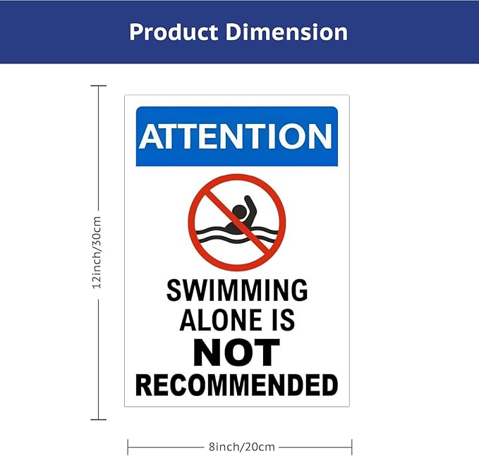 Swimming Alone is Not Recommended Metal Pool Signs Outdoor - Retro Tin Decor for Pool Owners & Safety-Conscious Swimmers