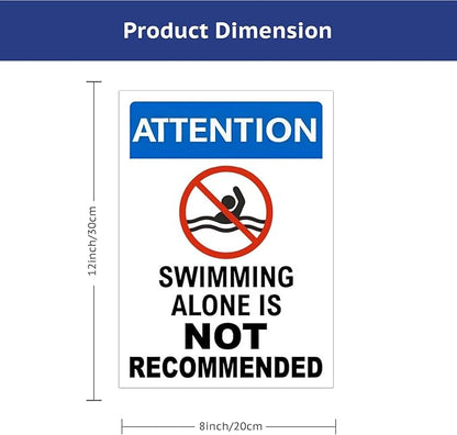 Swimming Alone is Not Recommended Metal Pool Signs Outdoor - Retro Tin Decor for Pool Owners & Safety-Conscious Swimmers