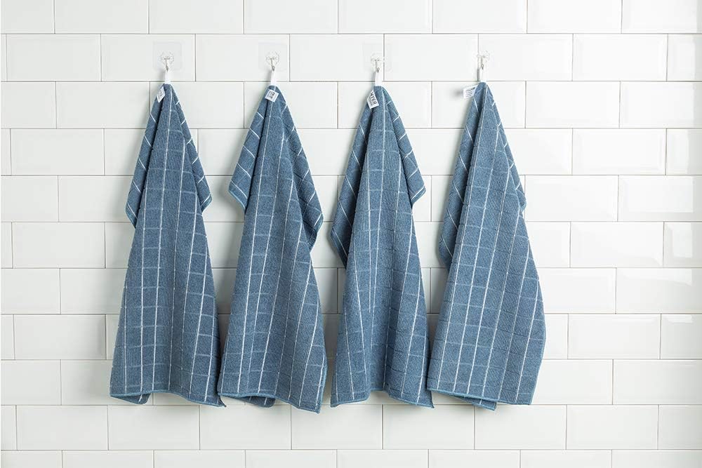 Microfiber Dish Towels - Soft, Super Absorbent and Lint Free Kitchen Towels - 8 Pack (Lattice Designed Blue Colors) - 26 x 18 Inch