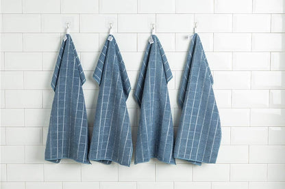 Microfiber Dish Towels - Soft, Super Absorbent and Lint Free Kitchen Towels - 8 Pack (Lattice Designed Blue Colors) - 26 x 18 Inch