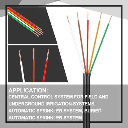 Hoolerry Solid Sprinkler System Wire 18 Gauge Irrigation Wire with UV Resistant PVC Jacket Sprinkler Cable for Underground Irrigation Field Central Control System 30v Ul Listed(18/5, 250 Ft)