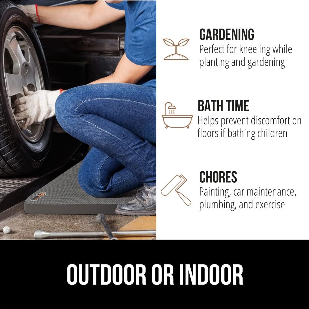 GORILLA GRIP Extra Thick Patent Pending Garden Kneeling Pad, 17.5 x 11 Inch Supportive Soft Foam Knee Cushioning for Gardening, Water Resistant, Bathing Baby Working Supplies, Lightweight 2 Pack Black