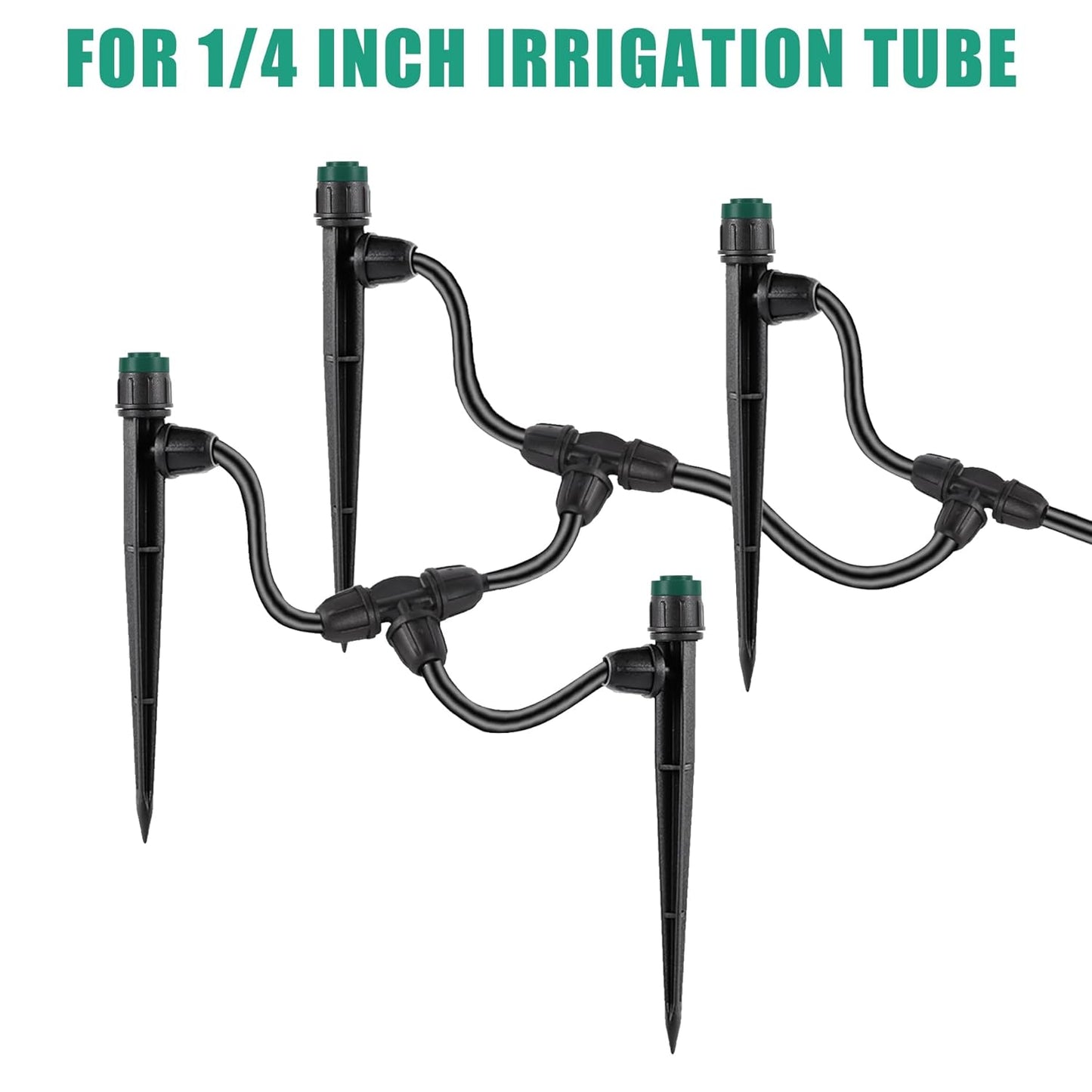 Drip Irrigation Emitters Sprayers for 1/4" Tubing, Adjustable 360 Degree Water Flow Sprayer on 5.5" Arrow Stake,with 1/4" Locked Tee for Watering System(30Pcs Sprayers and 30Pcs Tee)