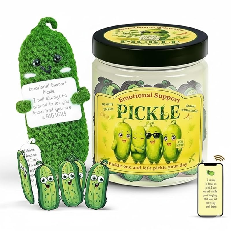 Positive Pickle Cards - Crochet Jar, Affirmation Cards For Women - Teens, Pickle Gifts, Emotional Support Crochet, Gifts For Women, Teens, Friends