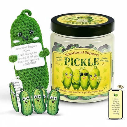 Positive Pickle Cards - Crochet Jar, Affirmation Cards For Women - Teens, Pickle Gifts, Emotional Support Crochet, Gifts For Women, Teens, Friends