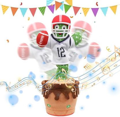 MIAODAM Dancing Football Cactus Toy, Singing, Talking, Record & Repeats What You say with 60 English Songs, Funny Eletronic Baby Toys