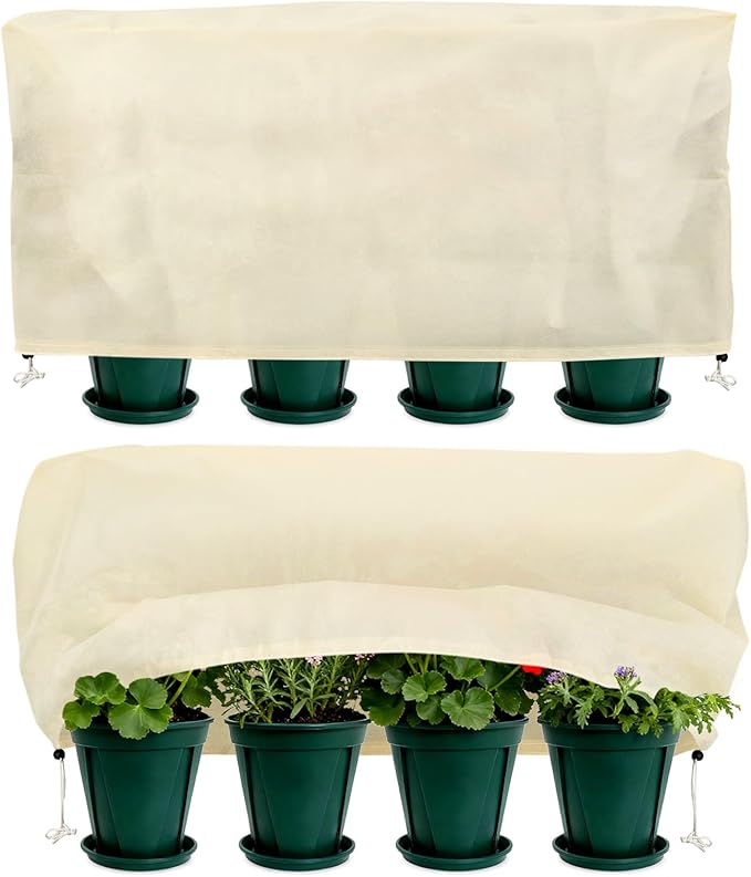Plant Covers Freeze Protection, 2 Pack Garden Covers for Potted Plants, Frost Cloths for Outdoor Plants, Winter Protection for Vegetables & Flowers (40"×15"×18")