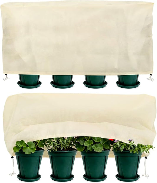 Plant Covers Freeze Protection, 2 Pack Garden Covers for Potted Plants, Frost Cloths for Outdoor Plants, Winter Protection for Vegetables & Flowers (40"×15"×18")