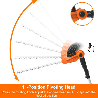 GARCARE Hedge Trimmers Cordless with Battery - Pole Hedge Trimmer with 20V 4.0Ah Li-Ion Battery & Quick Charger, 450mm Laser Cut Blade