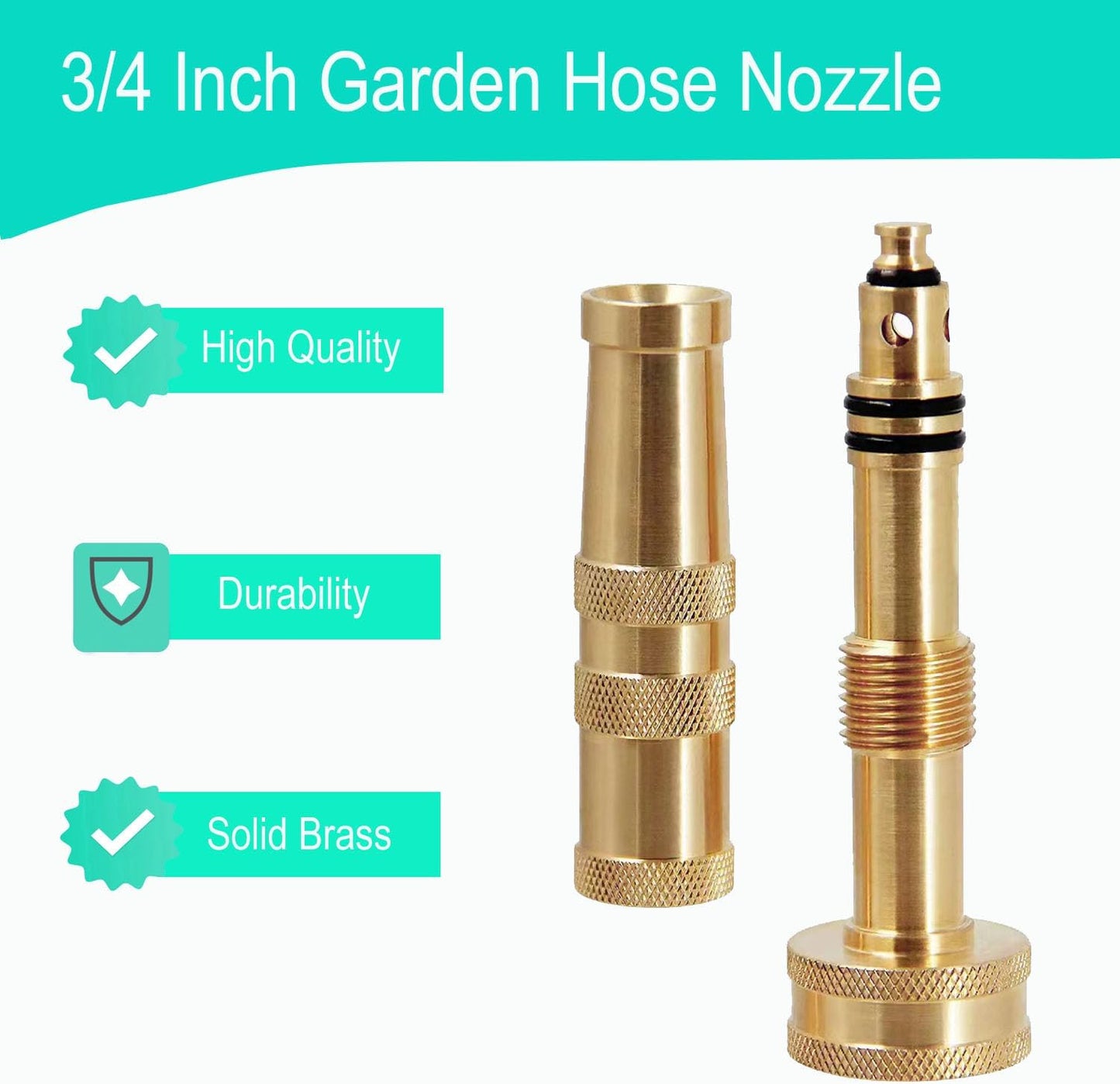 Garden Hose Nozzle, CM CUMIZON Solid Brass Heavy Duty Adjustable Twist Hose Nozzle, High Pressure Water Hose Sprayer Nozzle, 2 Pack