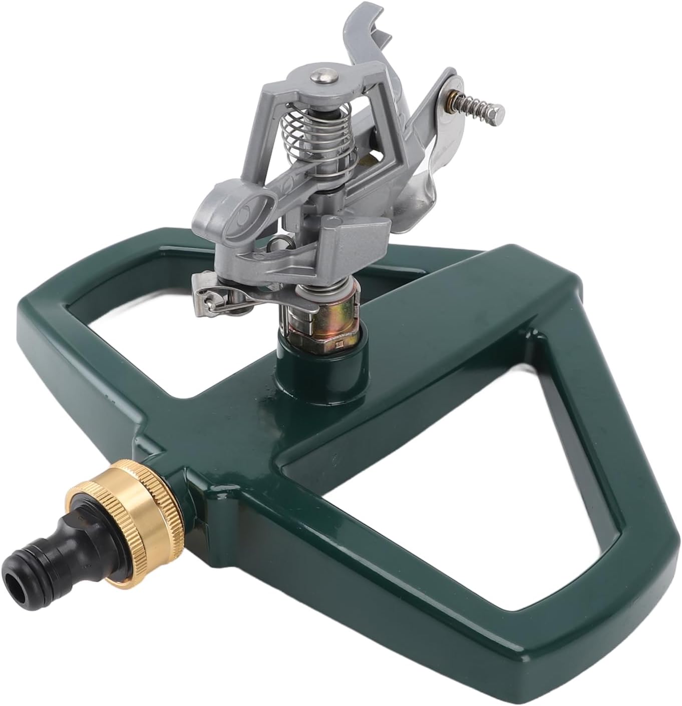 Sprinklers for Yard, 360 Degree Roating Automatic Lawn Sprinkler Heavy Duty Metal Pulsating Nozzle with Metal Base for Large Area Lawn Yard Garden (Silver)