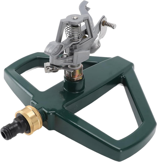 Sprinklers for Yard, 360 Degree Roating Automatic Lawn Sprinkler Heavy Duty Metal Pulsating Nozzle with Metal Base for Large Area Lawn Yard Garden (Silver)