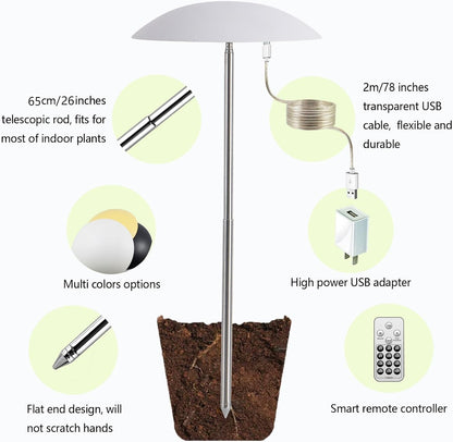 LED Grow Lights for Indoor Plants, Smart USB Small Full Spectrum Plant Lights with Remote, Height Adjustable, Auto On/Off Timer, Ideal for Home Decoration