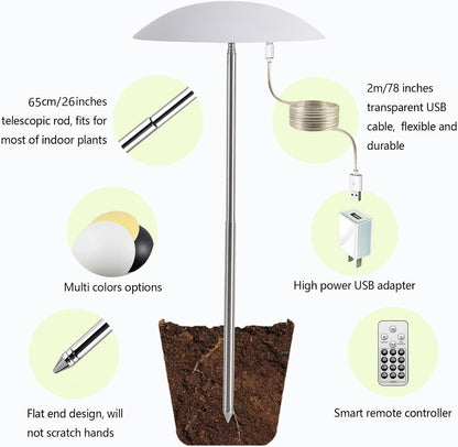 LED Grow Lights for Indoor Plants 2 Pack, Smart Full Spectrum USB Small Plant Lights with Remote, Height Adjustable, Auto On/Off Timer, Ideal for Home Decoration