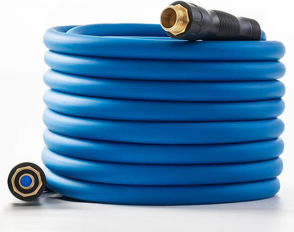 5/8" Hot/Cold Water Hose 75ft, -50℉ To 190℉ Heavy Duty,Flexible,Burst 600 Psi 3/4" Brass Fittings with Swivel Grip Handle for Outdoor,Yard, Farm, Blue