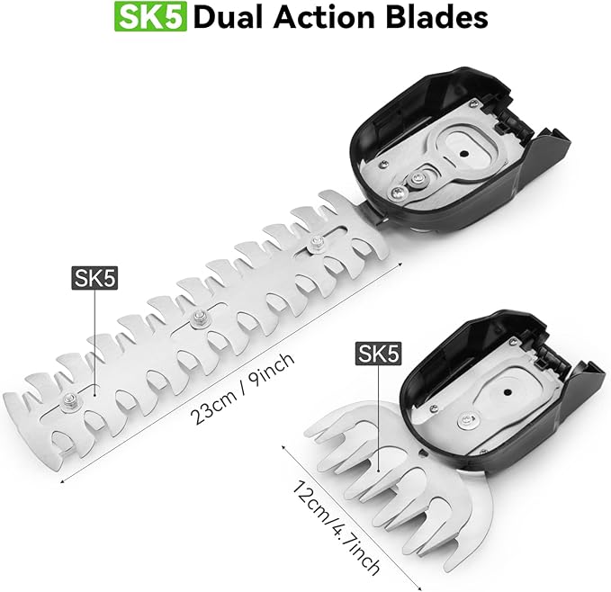 Hedge Trimmer Cordless, TOOVEM 2 in 1 Handheld Cordless Grass Shear with 2 Pcs Rechargeable Batterys and Charger, 24V Electric Weed Grass Cutter Shrubbery Trimmer for Garden, Lawn (Green)