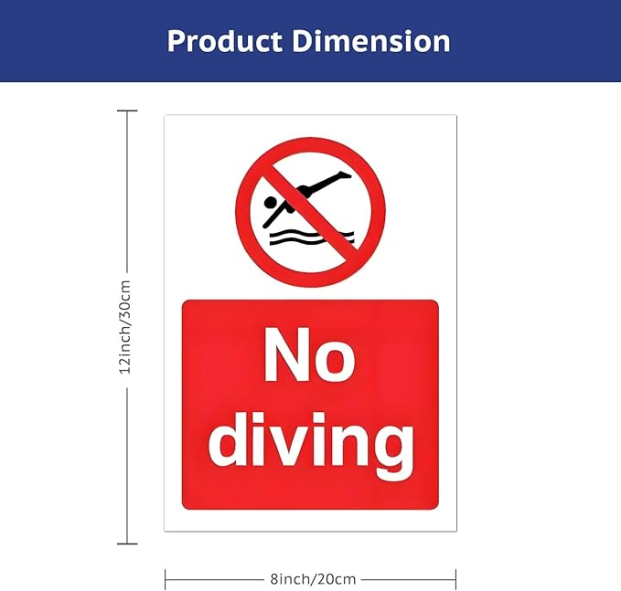 No Diving Allowed Tinplate Pool Sign - Splash-Proof Outdoor Metal Decor for Backyard Safety & Pool Rules