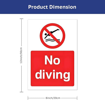 No Diving Allowed Tinplate Pool Sign - Splash-Proof Outdoor Metal Decor for Backyard Safety & Pool Rules