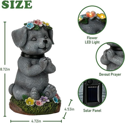 Solar Dog Figurines Garden Decor