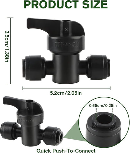 Kalolary 10PCS Quick Connect 1/4" Drip Irrigation Valve, Drip Irrigation Tee Connector for 1/4" Irrigation Tubing 3 Hoses Shut Off Coupling Valve Leak Free Connector Locking Fitting for Water System