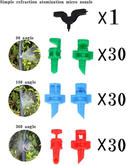 90 pcs, 90/180/360 Angle Sprinklers Miniature Garden Lawn Water Spray Atomization Sprinkler Nozzle Irrigation System Plant Waterer Garden Irrigation Sprinkler