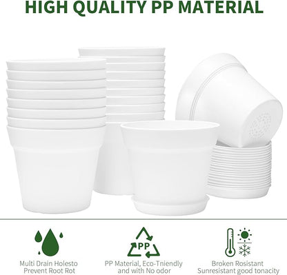 GARDIFE 20 Pack 6 inch Plant pots, planters for Indoor Plants, Flower pots, White