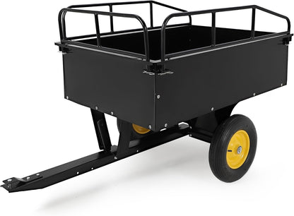 Garvee Garden Utility Trailer, 17 Cu. Ft & 750 LBS Capacity, ATV UTV Hauling Trailer, Tow Behind Steel Dump Cart, Hand Pull or Foot Pedal, Heavy Duty Yard Trailers for Lawn Mower Tractor