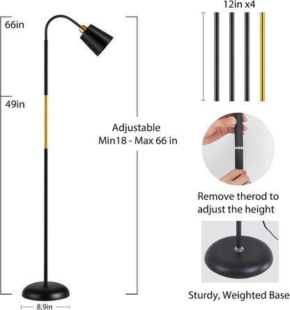 Adjustable Height Floor Plant Light for Tall Indoor Plants,Stylish Standing Grow Light with Remote & Timer, 360 Degree Gooseneck, Full Spectrum, 10-100% Dimmable, 3000K/4000K/6000K, Weighted Base