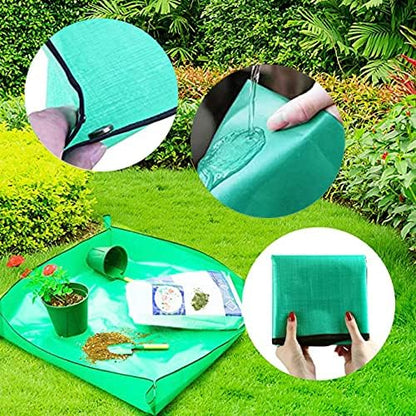BIUWING 2PCS 26.8" x 26.8" Plant Repotting Mat Waterproof Transplanting Mat Indoor Succulent Potting Mat Portable Gardening Soil Changing and Watering mat Square and Foldable Garden mat