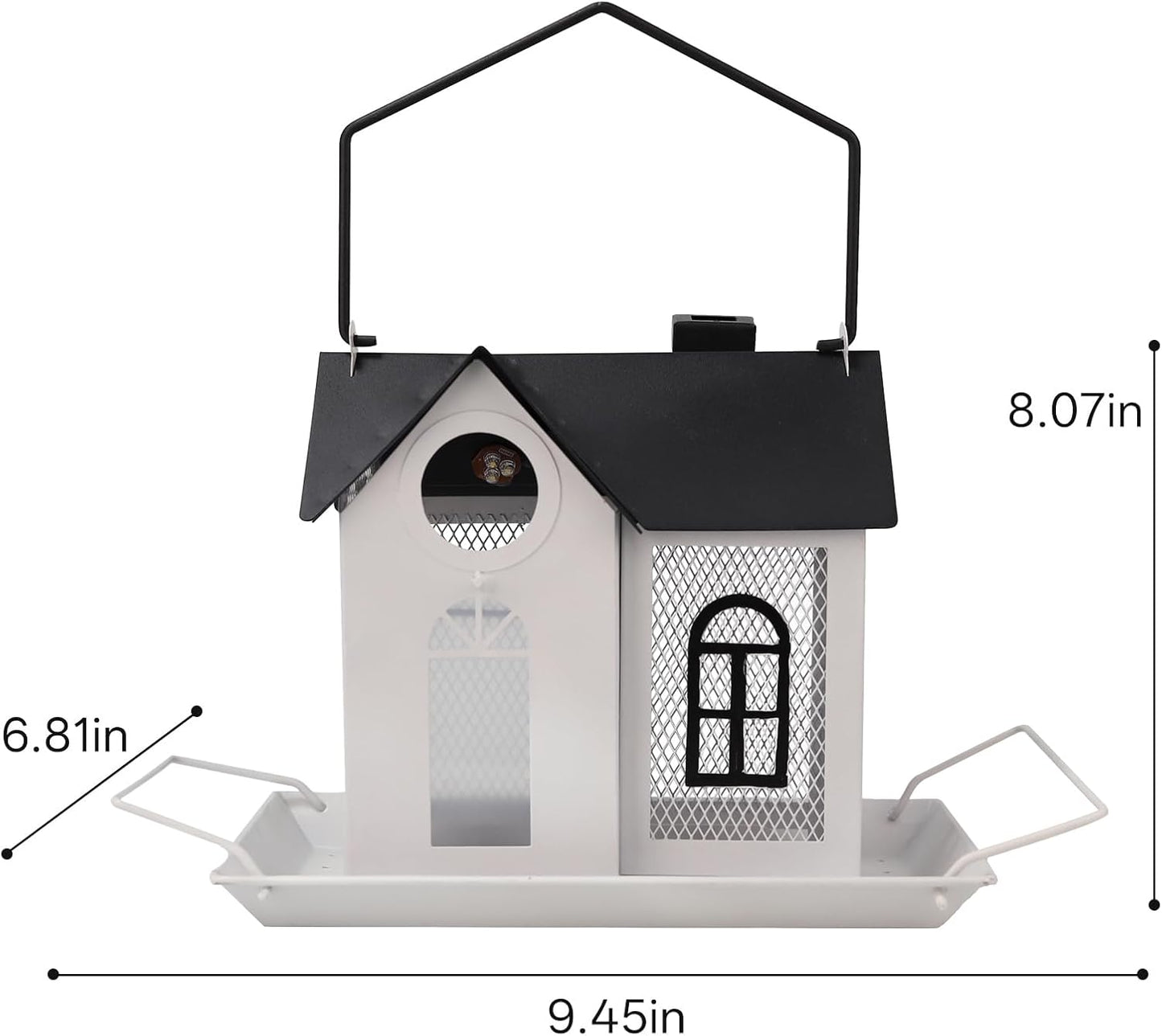 Solar Bird Feeder for Outdoors – White Metal Hanging Bird Feeder with Solar Light, Decorative Bird House Feeder for Cardinals, Finches, and Wild Birds, Weatherproof Backyard Garden Decor
